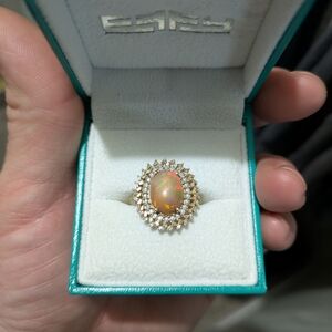 Opal Halo Cocktail Ring in Gold with Sparkling Accents